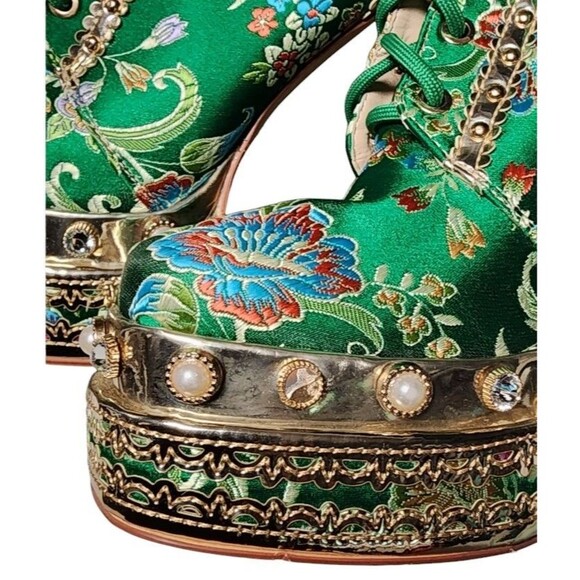 Azalea Wang Richie Rich Chunky Bootie Size 10 Gilded Metallic Platform Gemstone - Picture 12 of 14